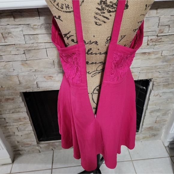 Lulus All My Daydreams Fuschia Lace Skater Dress size XL NEW!!! - Picture 3 of 11